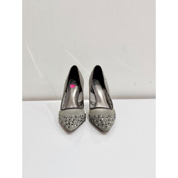 Bourne Samantha Embellished Rhinestone Mesh Pointed Pump Heels Silver Women's 38 - Picture 4 of 8